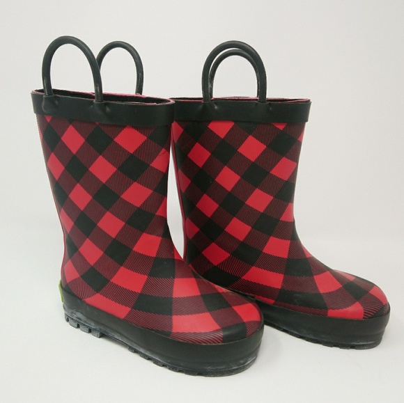 buffalo check rain boots